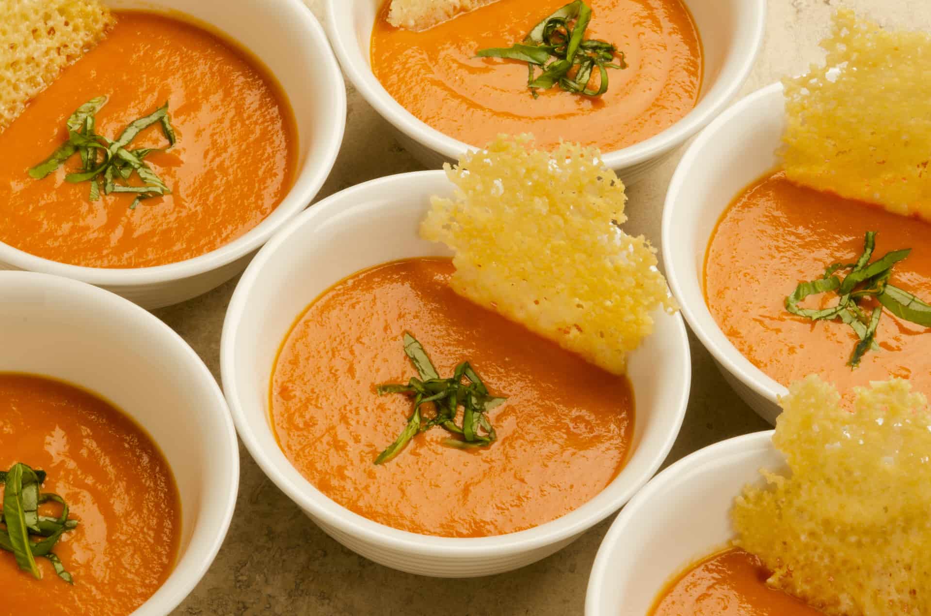 Creamy Tuscan Roasted Tomato Soup with Optional Parmesan Tuiles